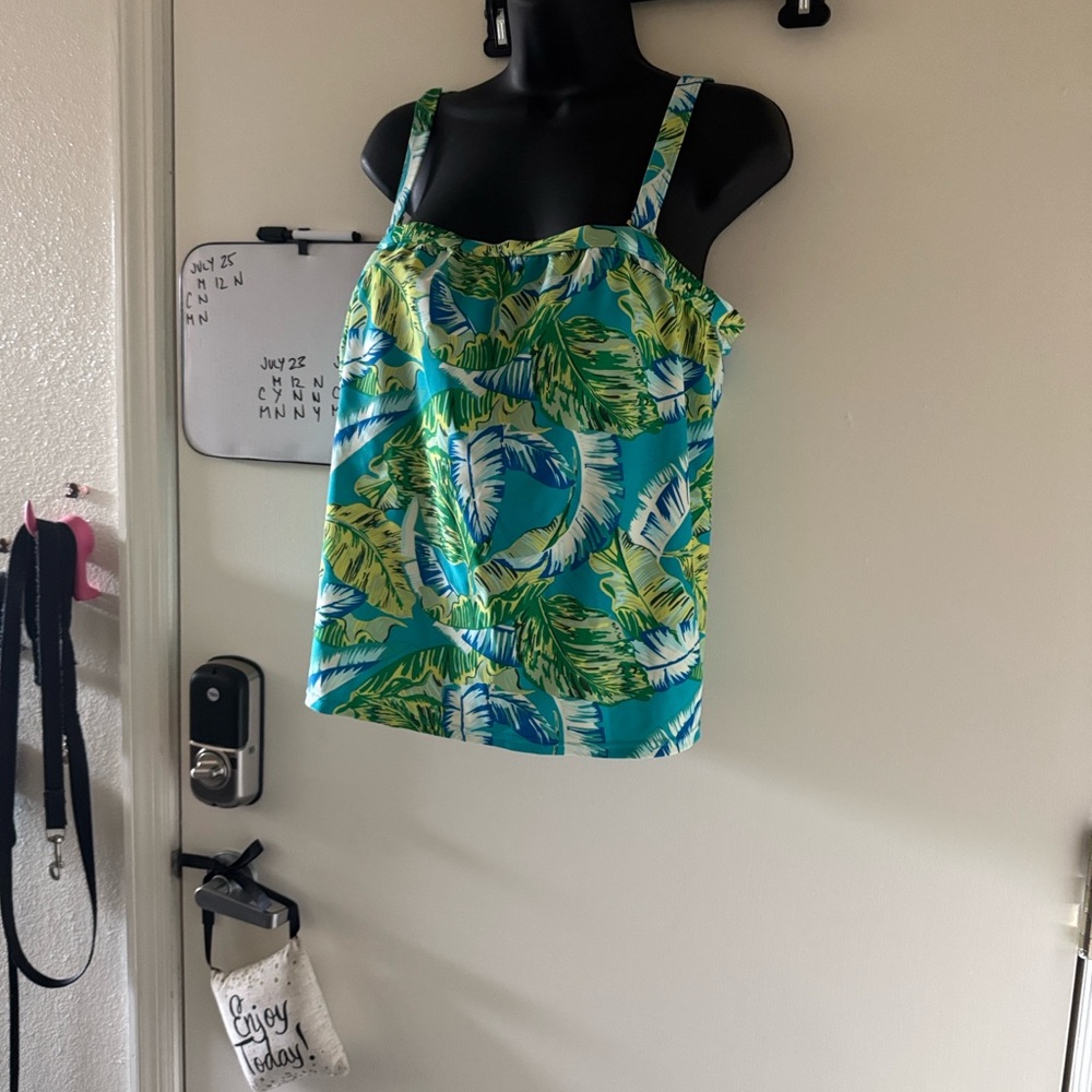 Blair Teal and Navy Patterned Tankini swimsuit with bottoms